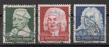 Michel Nr. 573 - 575, Komponisten gestempelt.